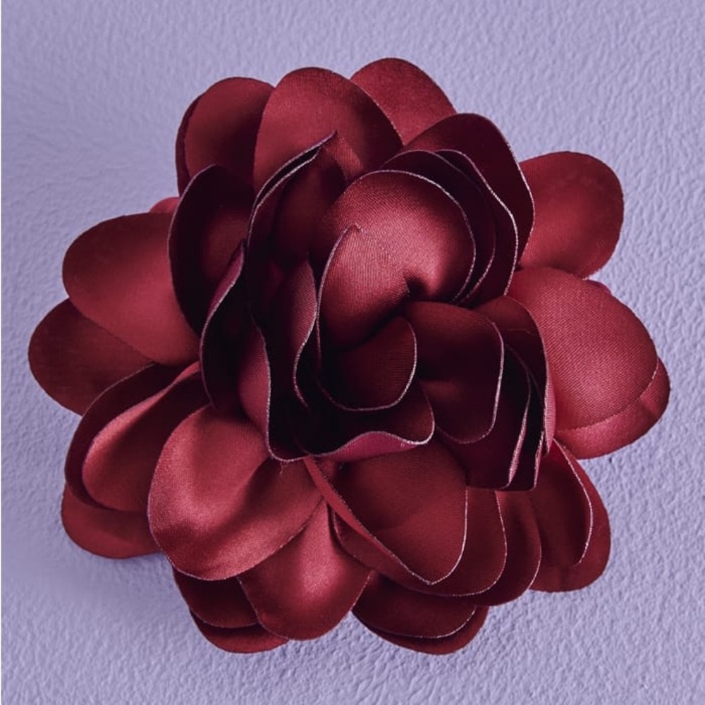 Elegant Burgundy Flower Hair Scrunchie, NWT